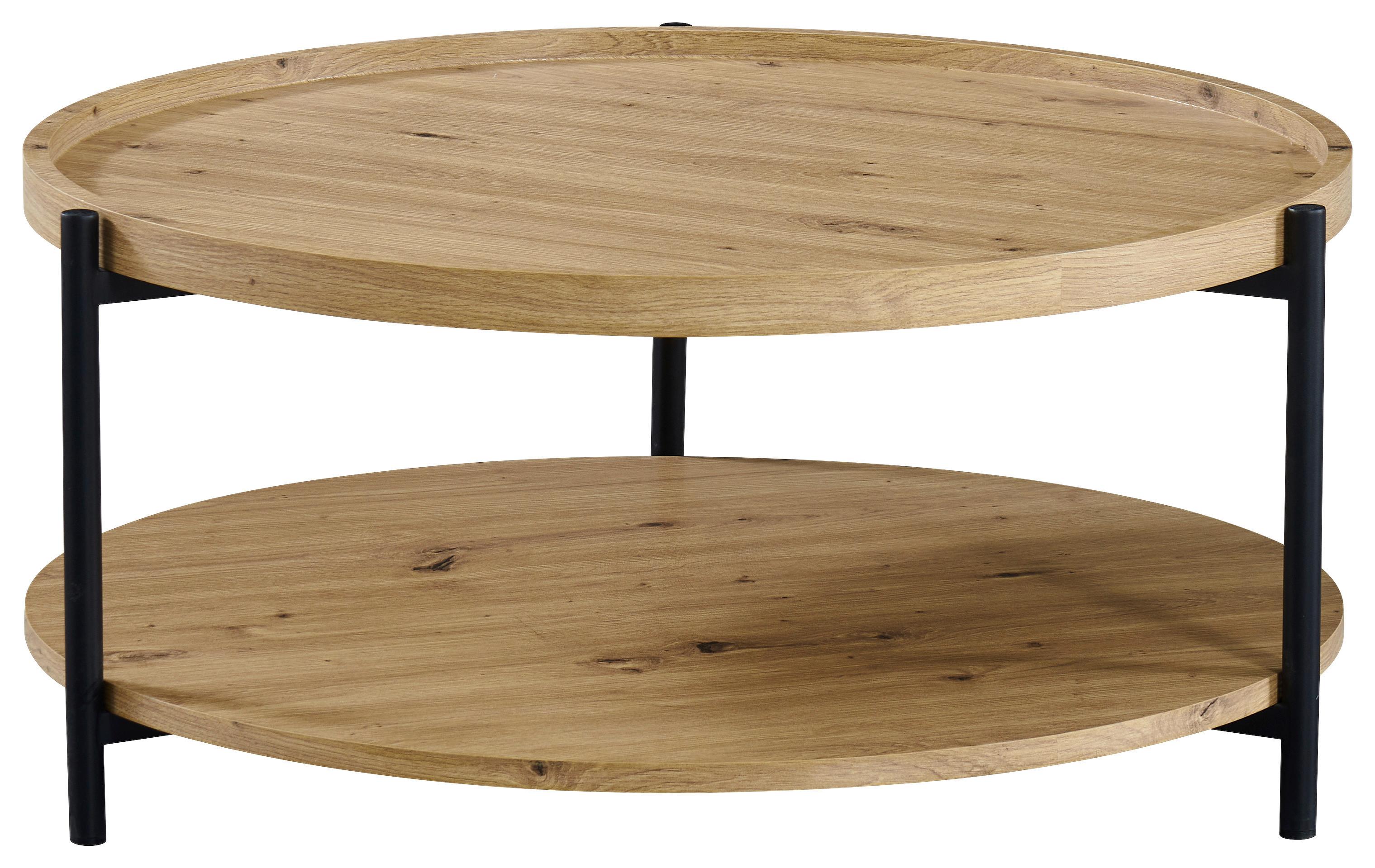 Stolić Irys - boje hrasta/crna, Moderno, drvni materijal/metal (80/38cm) - Modern Living