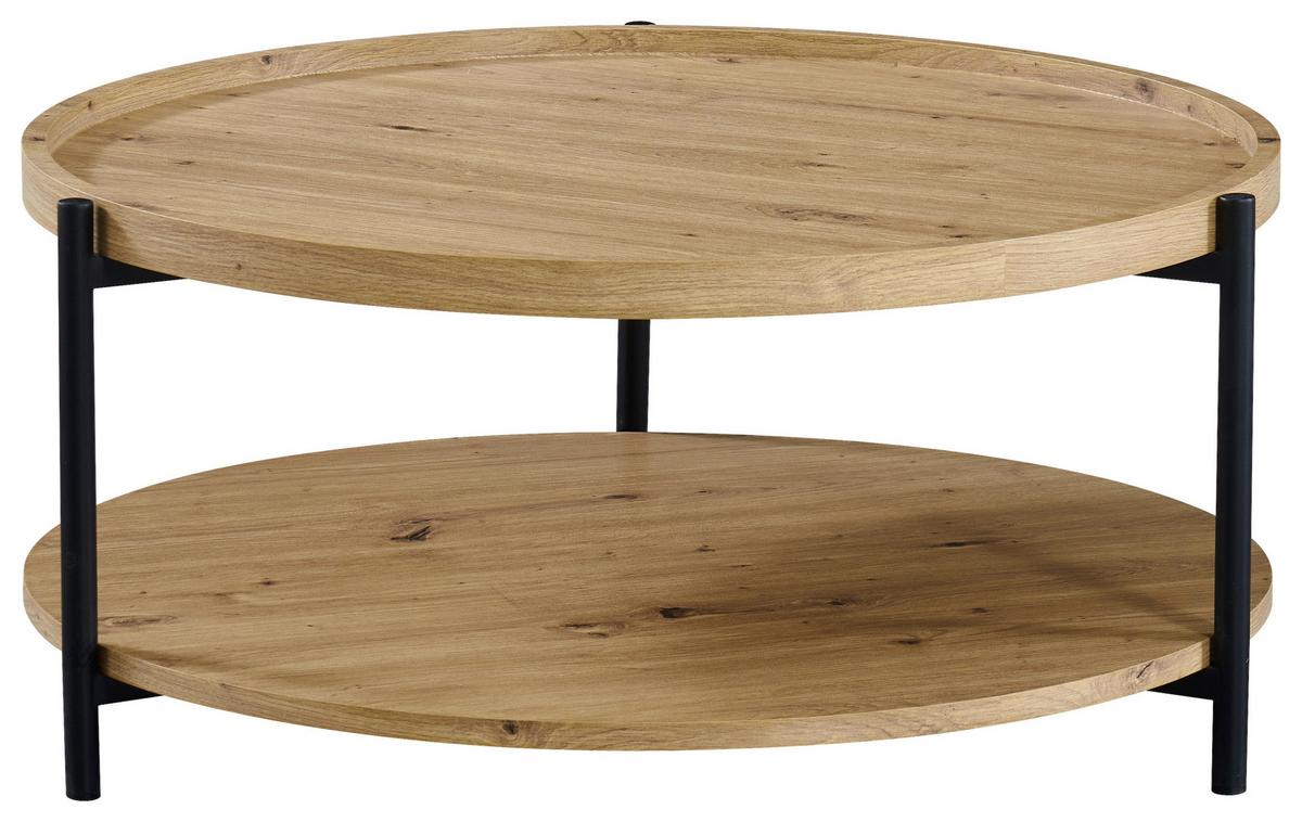 Stolić Irys - boje hrasta/crna, Moderno, drvni materijal/metal (80/38cm) - Modern Living