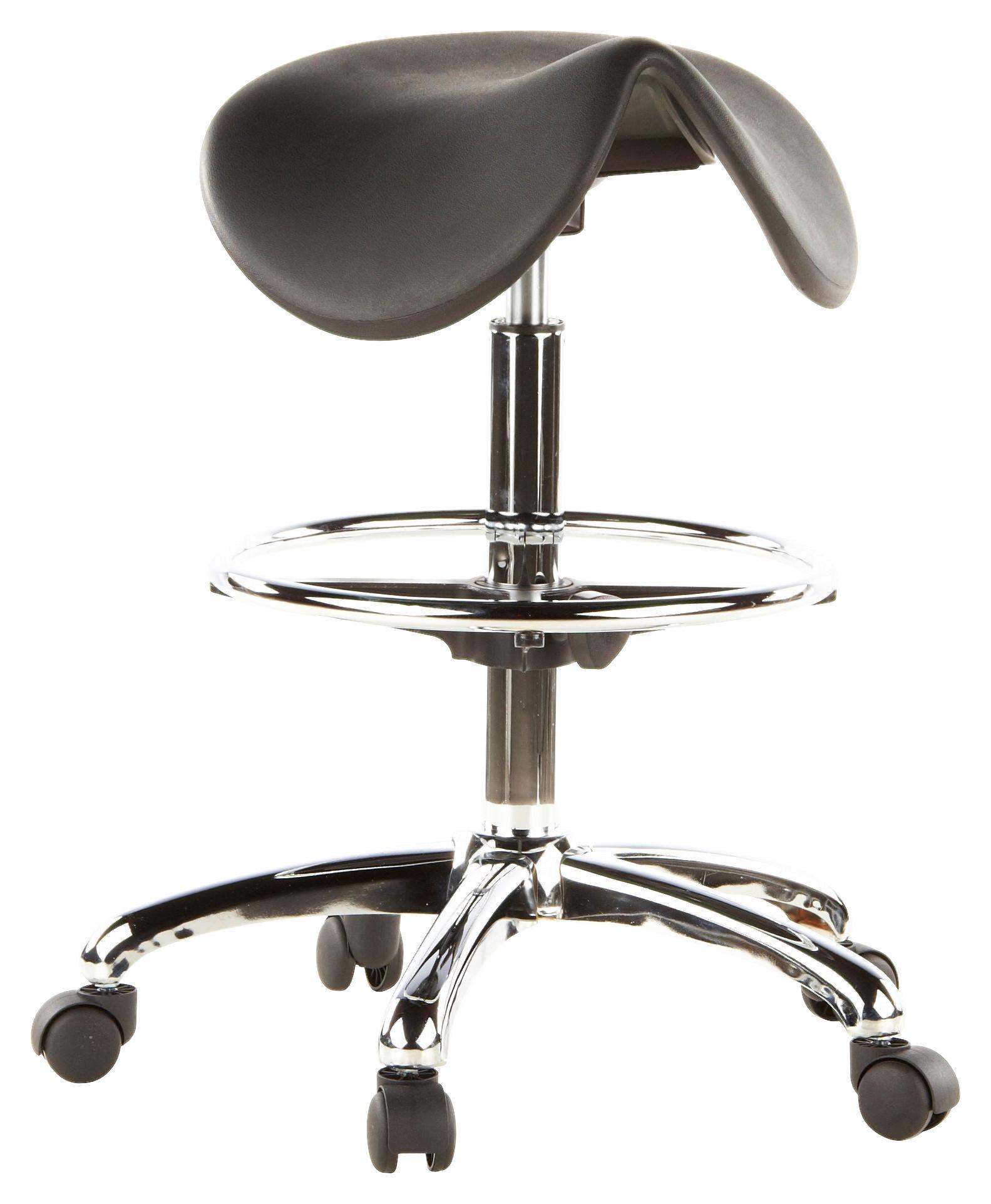 Bürohocker Top Work 13 Schwarz/Chromfarben - Chromfarben/Schwarz, MODERN, Kunststoff/Metall (62/60/62cm) - MID.YOU