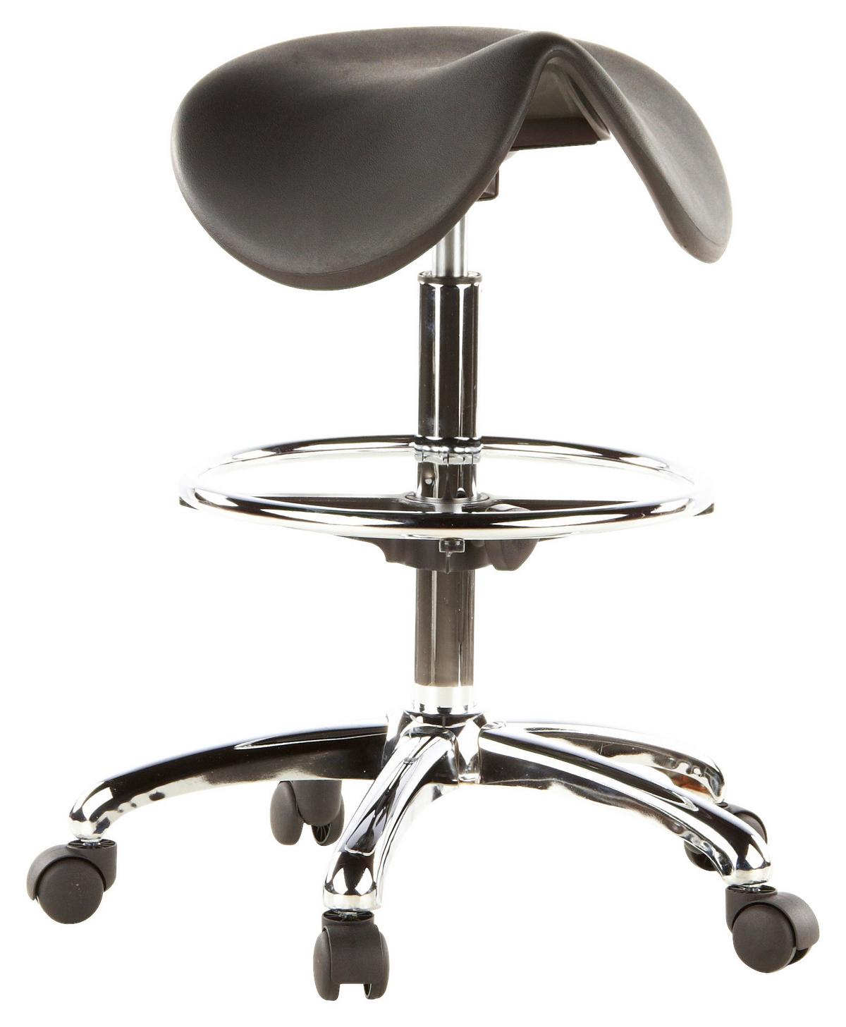 Bürohocker Top Work 13 Schwarz/Chromfarben - Chromfarben/Schwarz, MODERN, Kunststoff/Metall (62/60/62cm) - MID.YOU