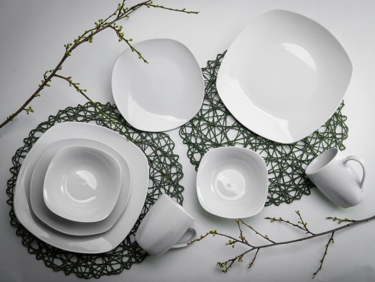 Kombinirani Servis Square, 16-Delni - bela, Basics, keramika - Creatable