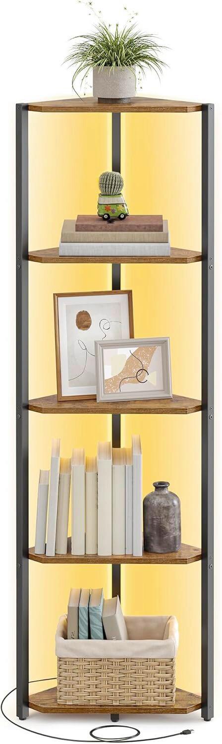 ECKREGAL CORNER SHELF - Schwarz/Braun, MODERN, Holzwerkstoff/Metall (48/146,6/24,8cm) - MID.YOU