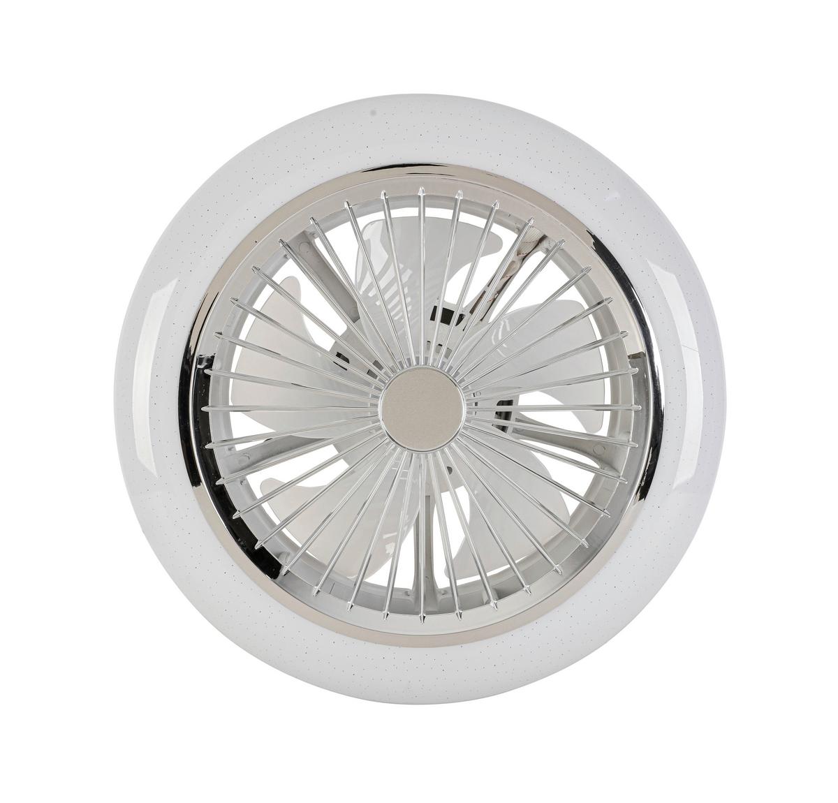 Deckenventilator Tuio Weiß/Chromfarben max. 0,07 W - Chromfarben/Weiß, MODERN, Kunststoff (45/16cm) - Mömax