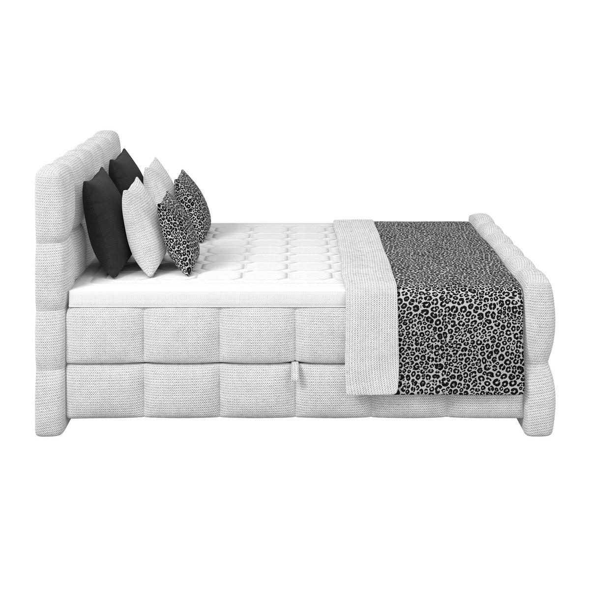 Postelja Boxspring Brisbane, Sivobela, 180x200 - črna/sivobela, Trend, umetna masa/tekstil (180/200cm) - Premium Living