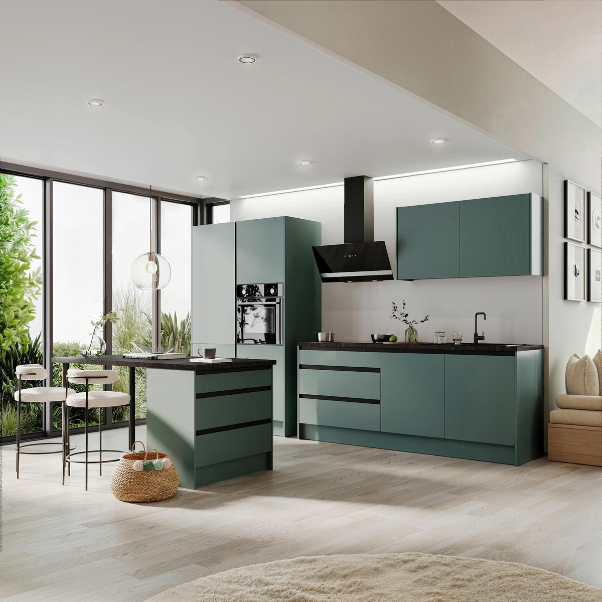 Konyhablokk Gépek Nélkül Troja Zb 335 Green-F - fekete/zöld, Design, faalapú anyag (335cm)