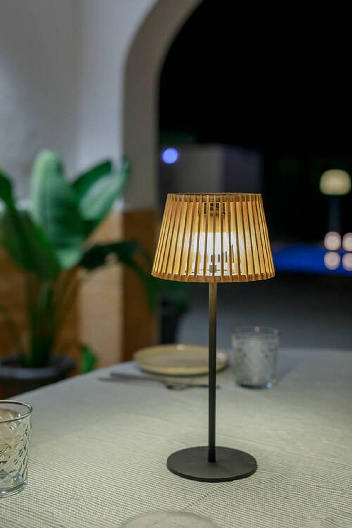 LAMPA STOŁOWA Z AKUMULATOREM OKINAWA LUMOKT036NWSWNW - czarny/brązowy, Natur, materiały naturalne/metal (16/36/16cm) - Newgarden