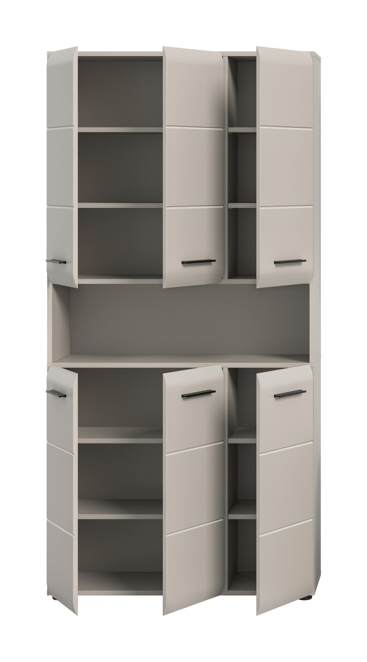 Hochschrank Ice Kaschmir - Kaschmir/Schwarz, Trend, Holzwerkstoff/Kunststoff (90/185/30cm) - MID.YOU