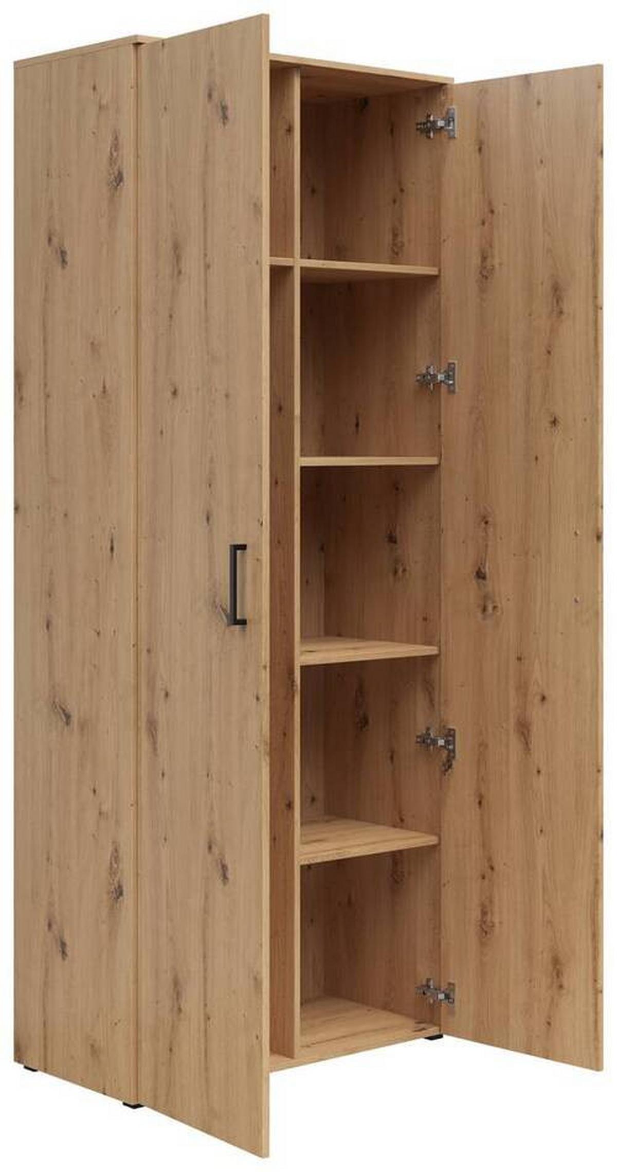 Szekrény Multistauraum - fekete/Artisan tölgy, Modern, műanyag/faalapú anyag (80/195/40cm) - Carryhome