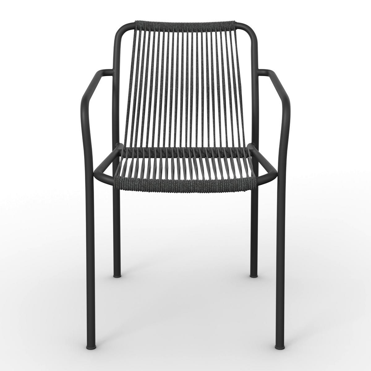 Gartensessel-Set 2-er Dunkelgrau aus Textil/Metall - Dunkelgrau/Schwarz, MODERN, Kunststoff/Textil (55/82/58cm) - Bessagi Garden