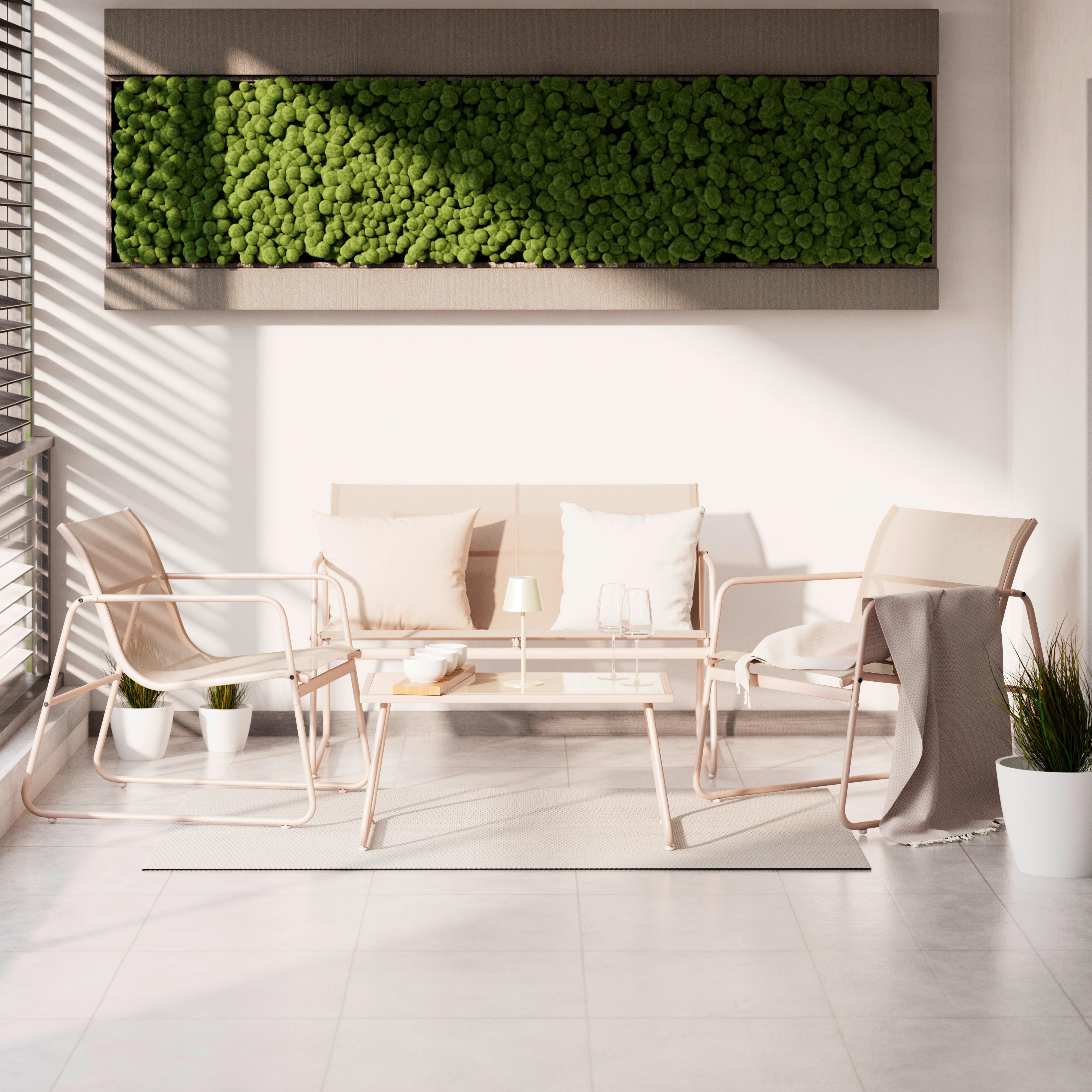 Gartenset Alin Beige, 4-teilig - Creme, MODERN, Glas/Textil (113/73/74cm) - Mömax