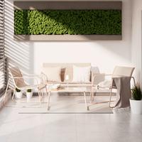 Gartenset Alin Beige, 4-teilig - Creme, MODERN, Glas/Textil (113/73/74cm) - Based