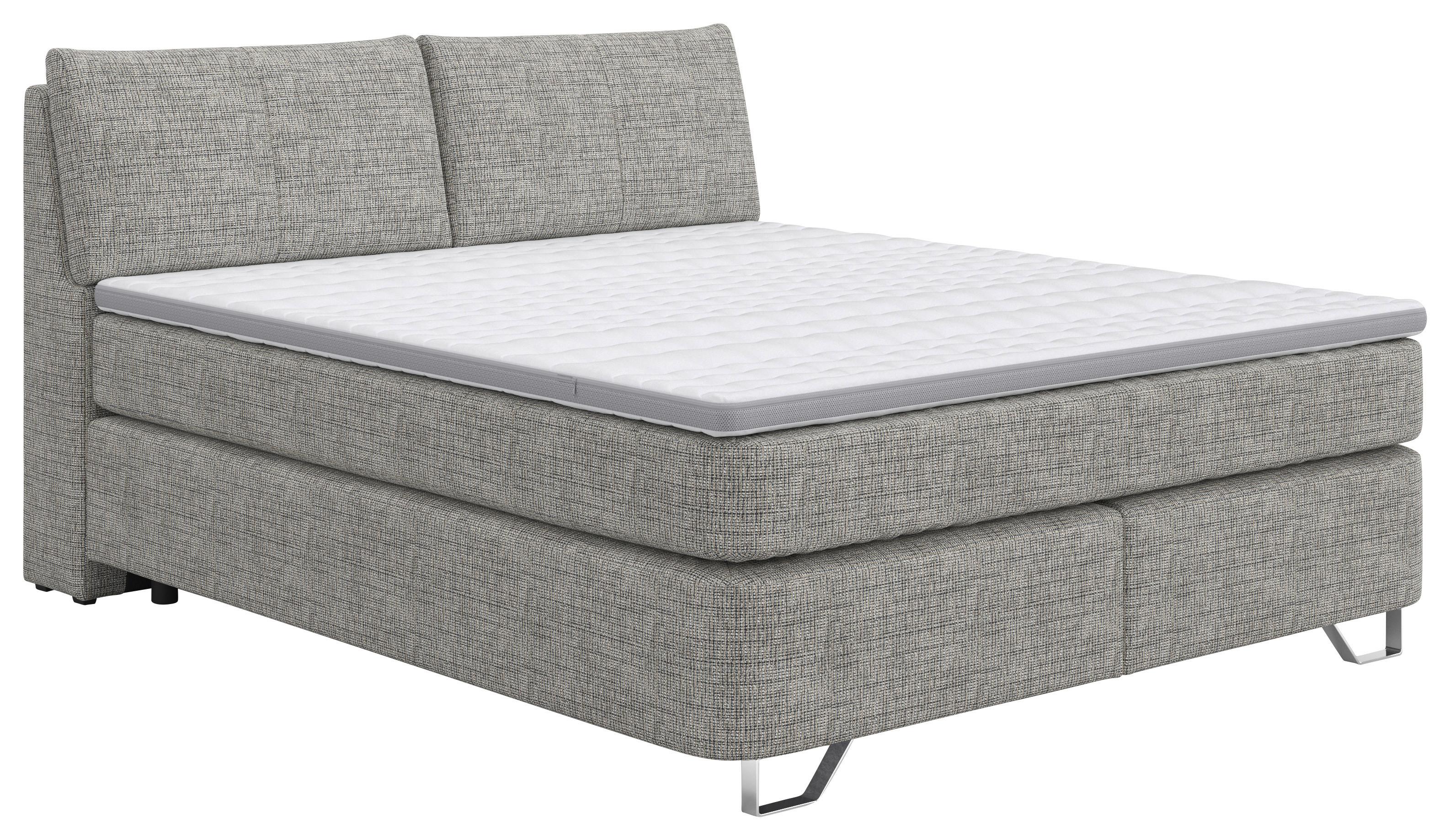 Boxspringbett Tabea Hellgrau ca. 180x200cm - Hellgrau/Alufarben, KONVENTIONELL, Karton/Naturmaterialien (180/200cm) - Premium Living