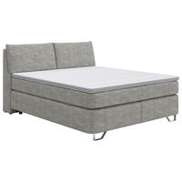 Boxspringbett Tabea Hellgrau ca. 180x200cm - Hellgrau/Alufarben, KONVENTIONELL, Karton/Naturmaterialien (180/200cm) - Premium Living