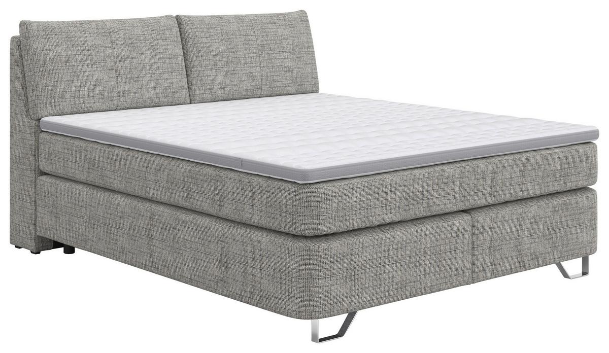 Boxspringbett Tabea Hellgrau ca. 180x200cm - Hellgrau/Alufarben, KONVENTIONELL, Karton/Naturmaterialien (180/200cm) - Premium Living