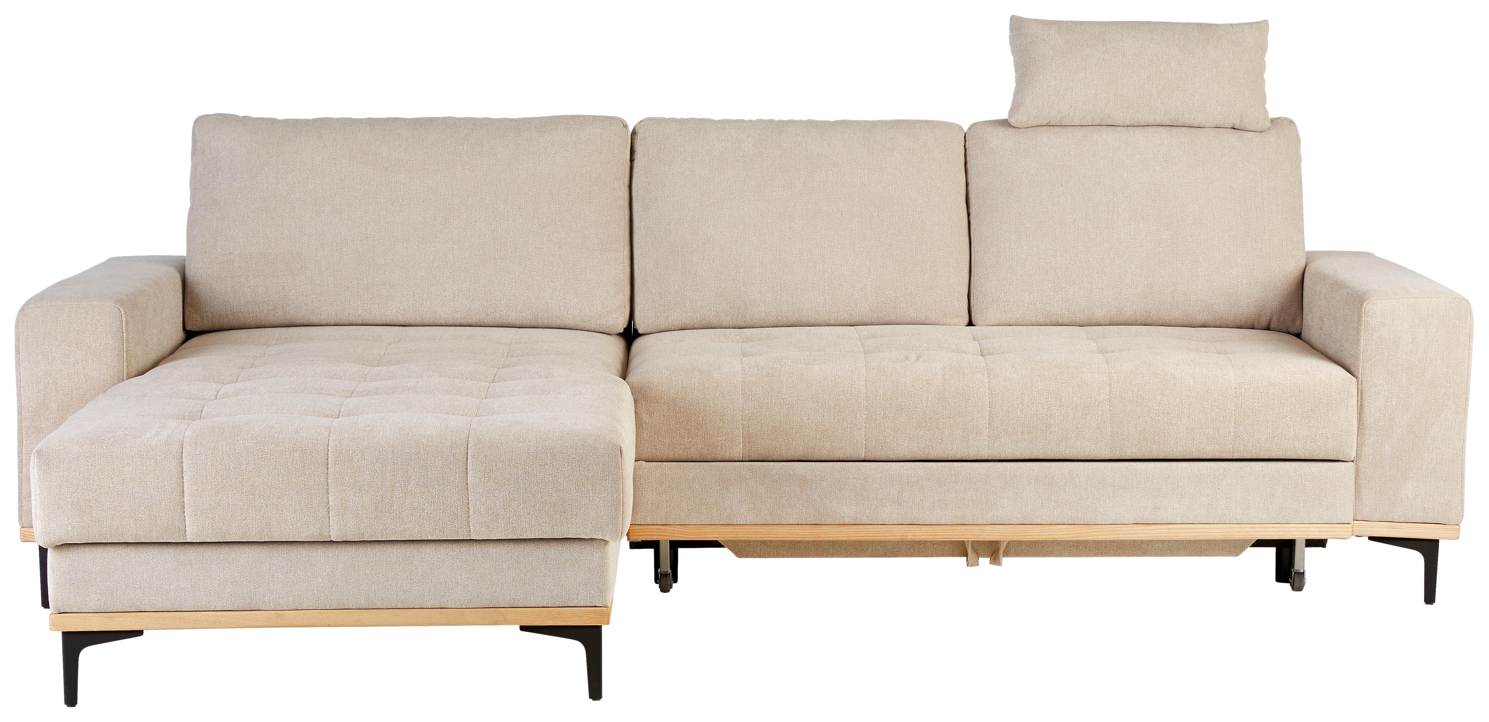 Wohnlandschaft Casper Beige mit Schlaffunktion - Beige/Schwarz, KONVENTIONELL, Textil/Metall (171/87/272cm) - Zandiara