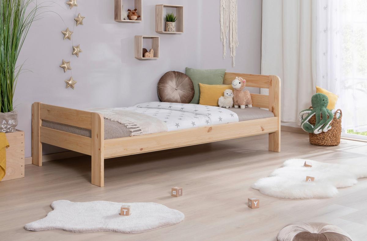 Bett Bennet mit Matratze ca. 120x200 cm Kiefer Natur - Naturfarben, MODERN, Holz/Textil (90/200cm) - MID.YOU