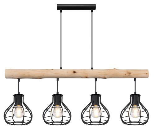 Hängeleuchte Clastra max. 60 Watt - MODERN, Holz/Metall (90/18/120cm)
