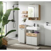 Badezimmer Aqua Eichefarben/Kaschmir - Kaschmir/Eichefarben, Trend, Glas/Holzwerkstoff (92cm) - MID.YOU