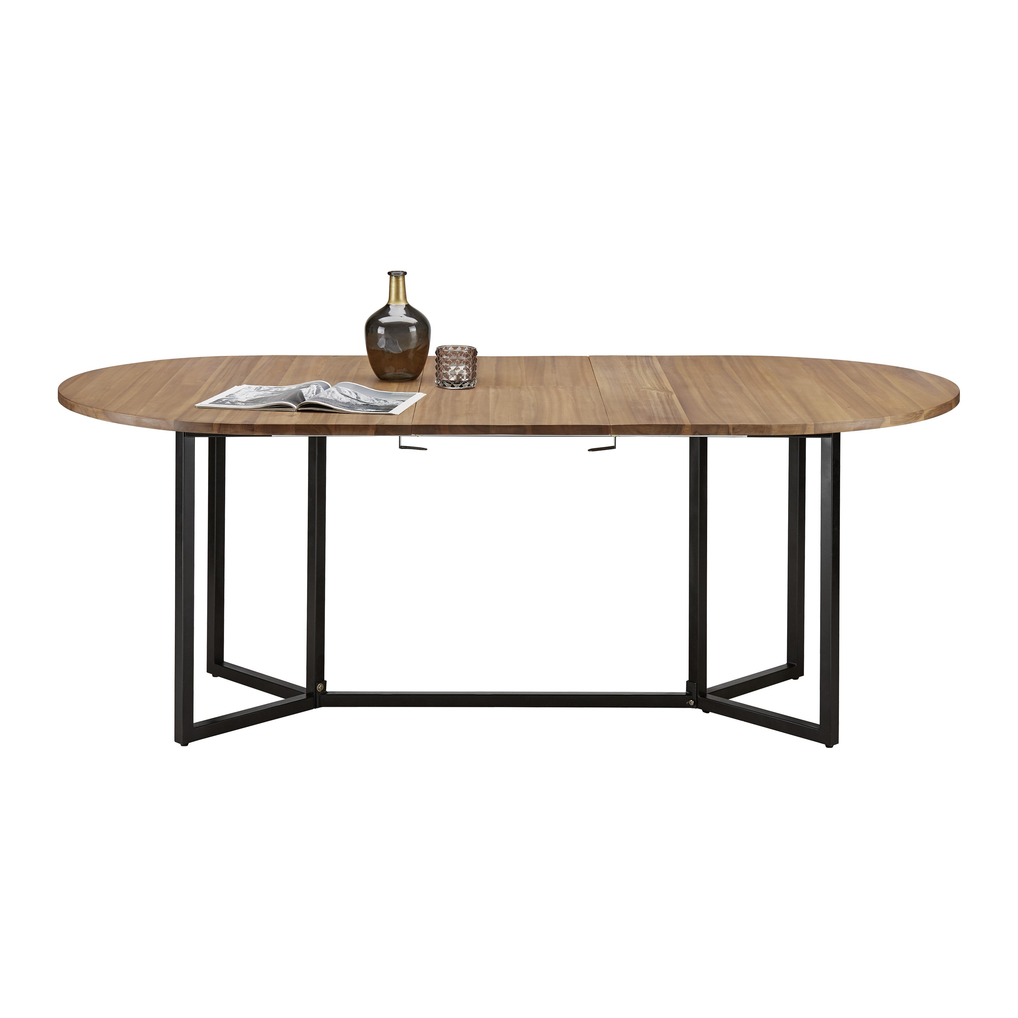Kihúzható Asztal Samuel - Akácia színű/Fekete, modern, Fa/Fém (160-200/100/75cm) - Bessagi Home