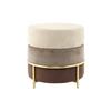 Hocker Creme/Braun ca. 48,5x46 cm - Goldfarben/Creme, Basics, Holzwerkstoff/Textil (48,5/46/48,5cm) - Kayoom