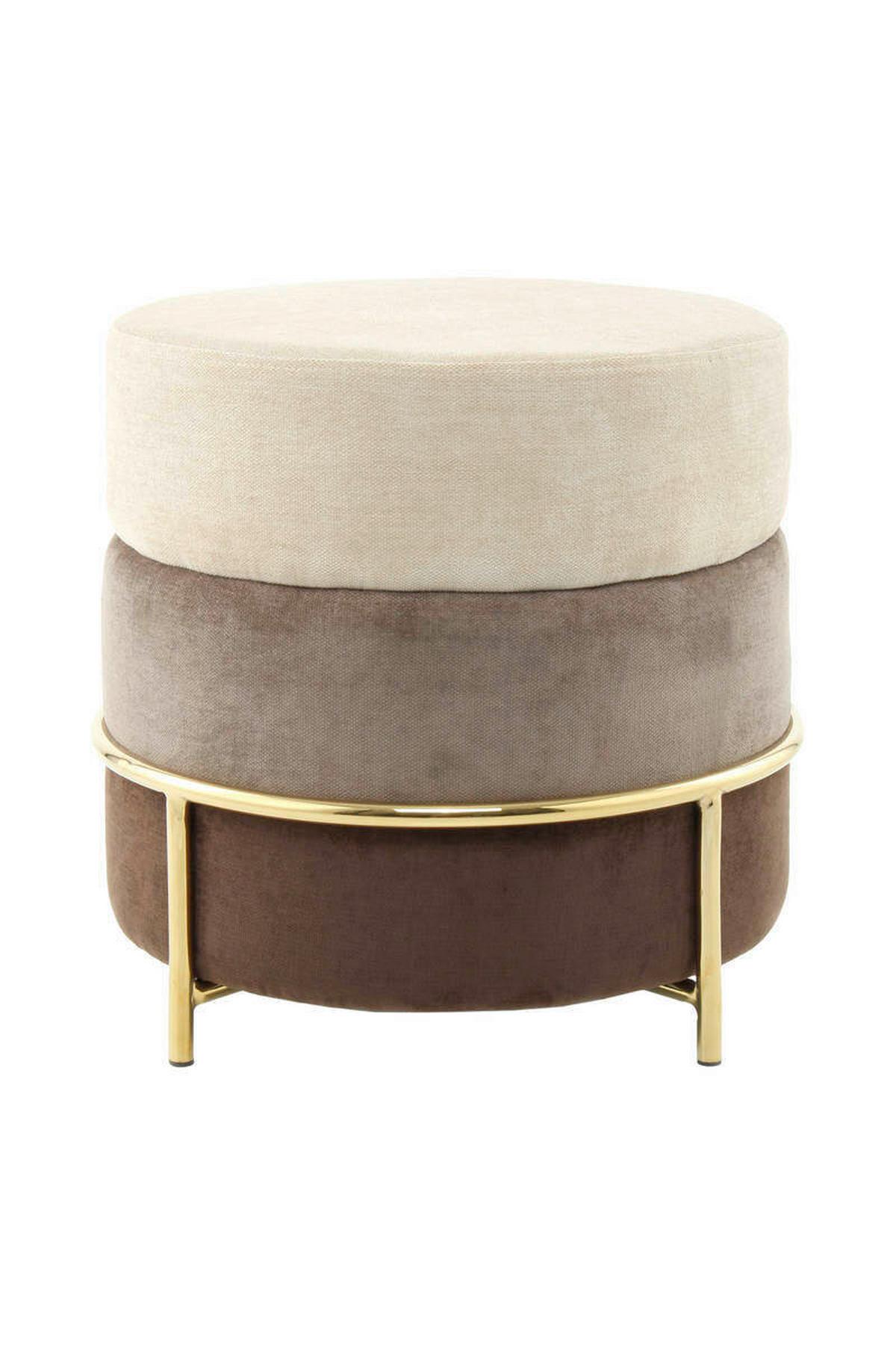 Hocker Creme/Braun ca. 48,5x46 cm - Goldfarben/Creme, Basics, Holzwerkstoff/Textil (48,5/46/48,5cm) - Kayoom