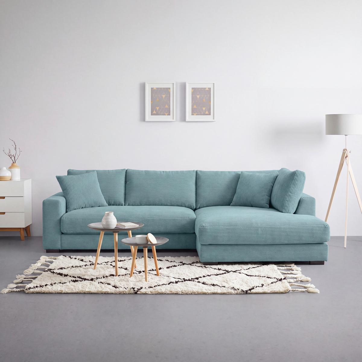 Ecksofa Pedro Petrol - Petrol/Schwarz, MODERN, Kunststoff/Textil (300/190cm) - Mömax