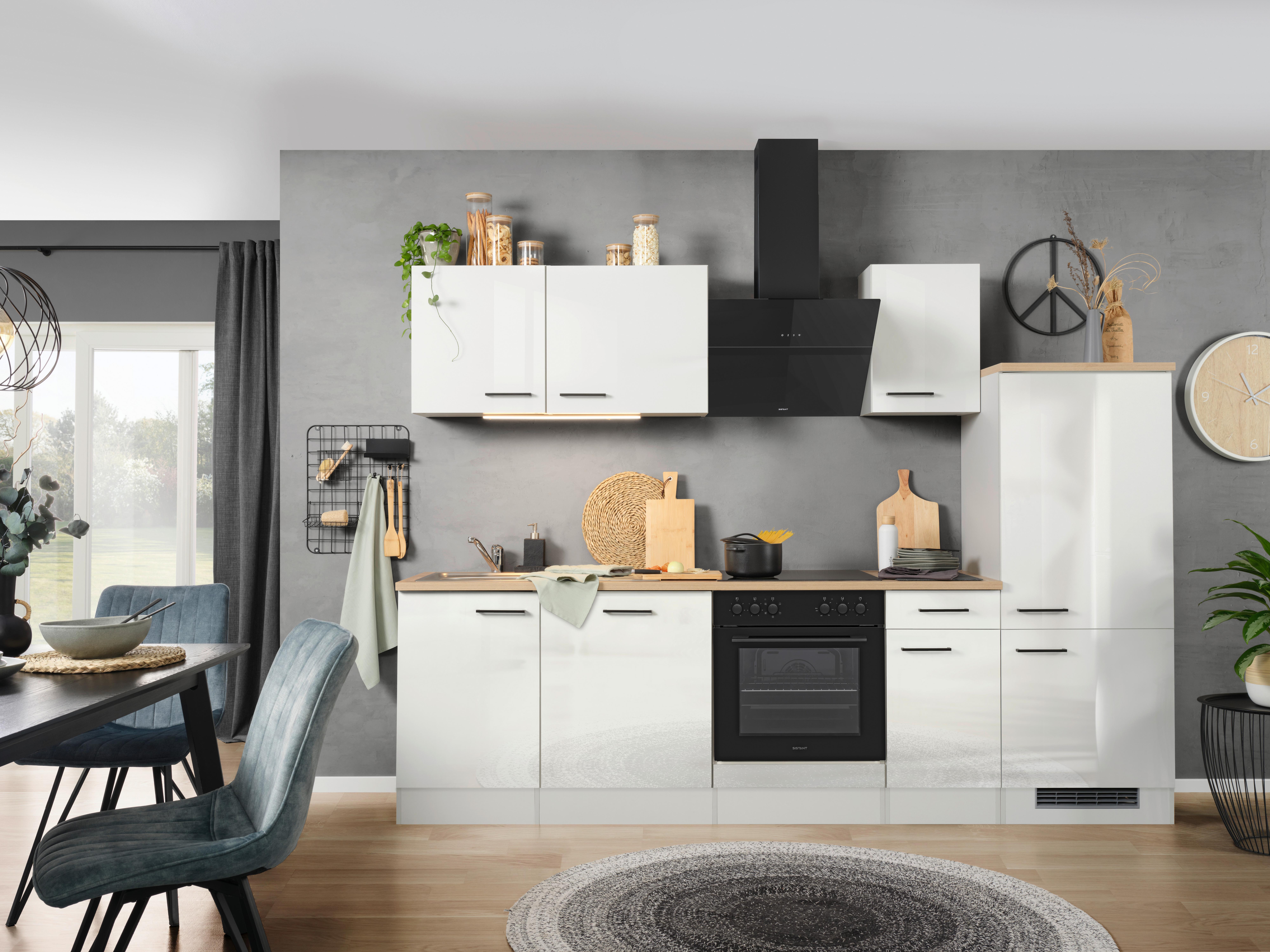 Küchenblock Levi in Lichtgrau/Eichefarben - Grau, MODERN, Holzwerkstoff (270cm) - FlexWell