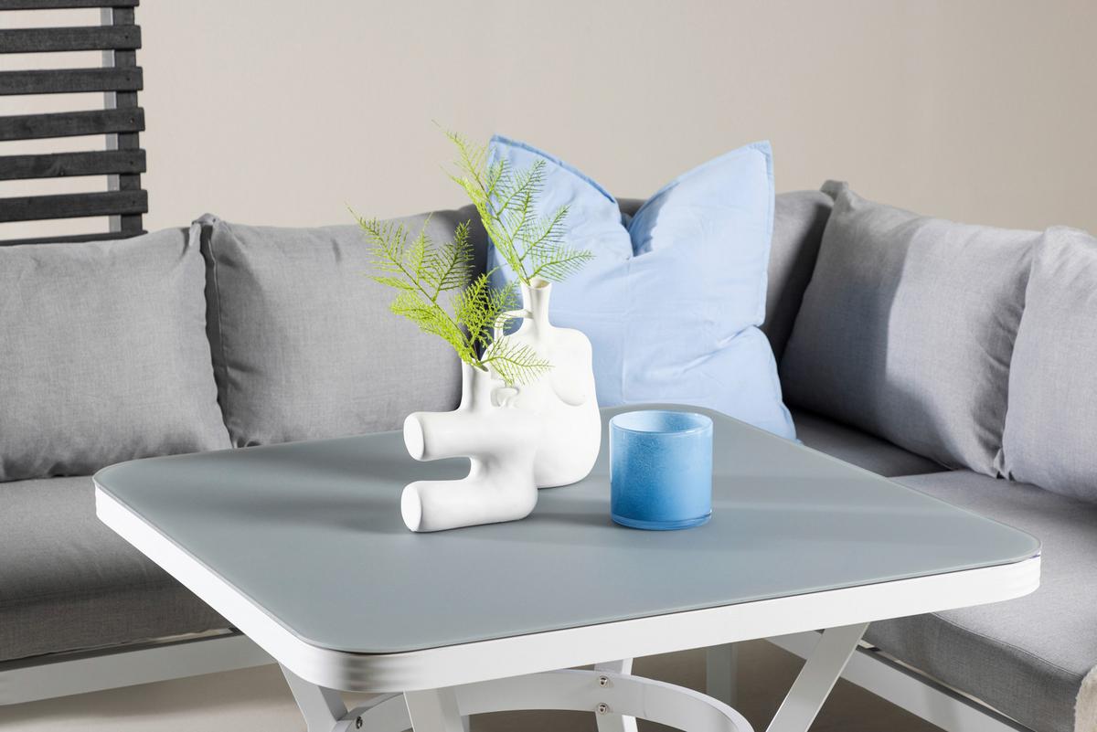 LOUNGEGARNITUR VIRYA - Weiß/Grau, KONVENTIONELL, Textil/Metall - Gardenson