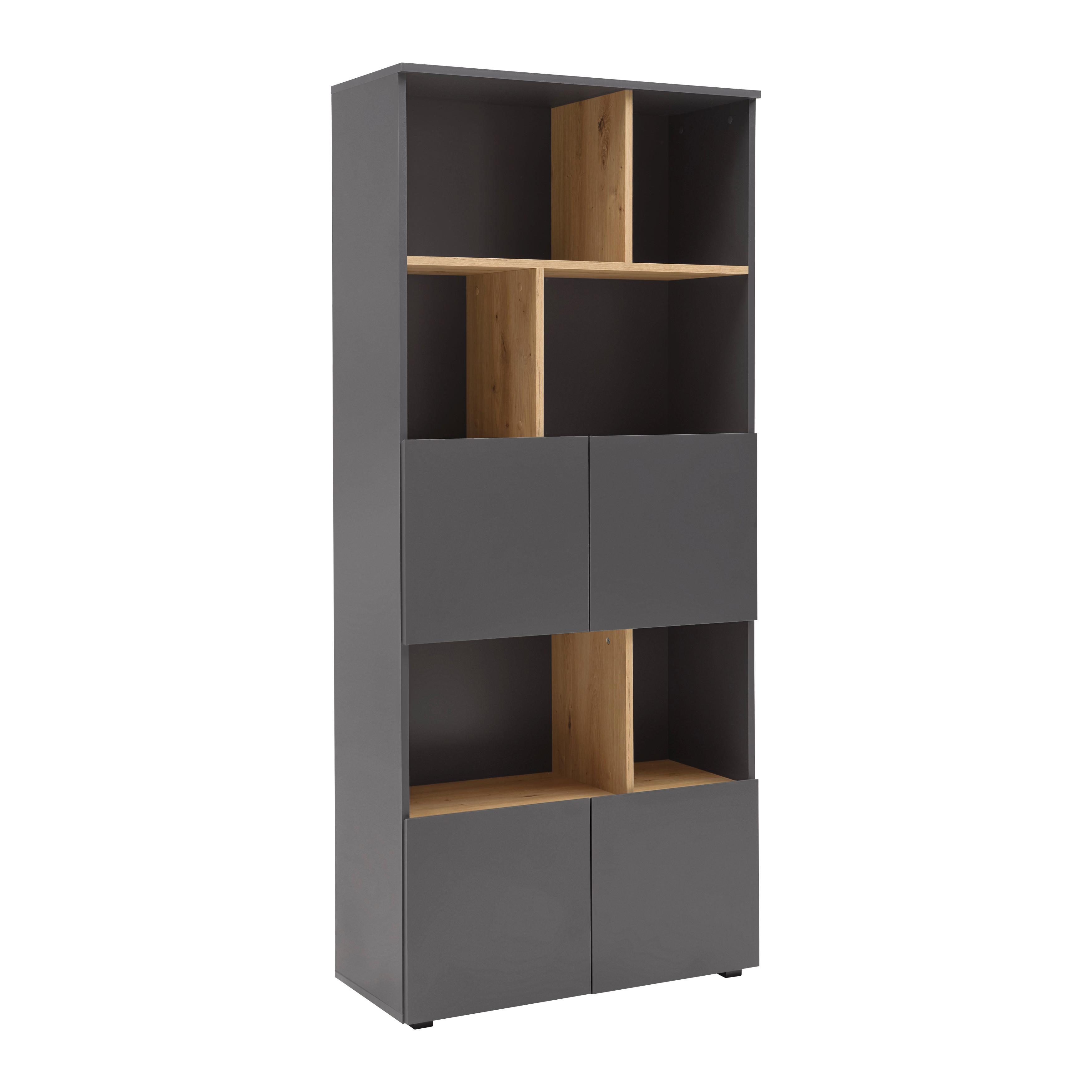 Regal Savanna Anthrazit - Anthrazit/Schwarz, MODERN, Holzwerkstoff/Kunststoff (80/180/35cm) - Mömax