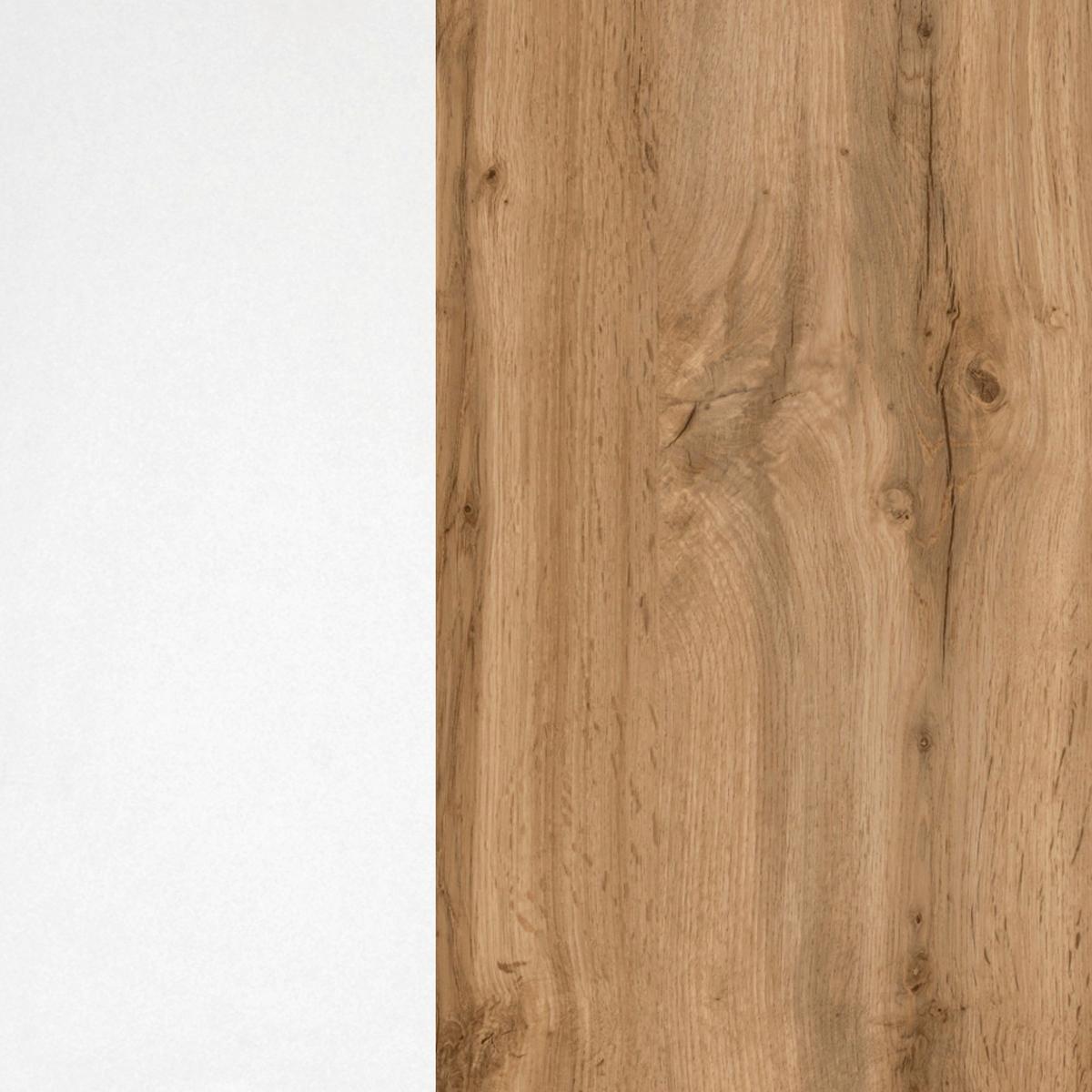 Küchenblock Florenz mit Geräten ca. 300 cm Weiß/Eiche - Eiche Wotan/Weiß, Design, Holzwerkstoff/Metall (300cm) - Held
