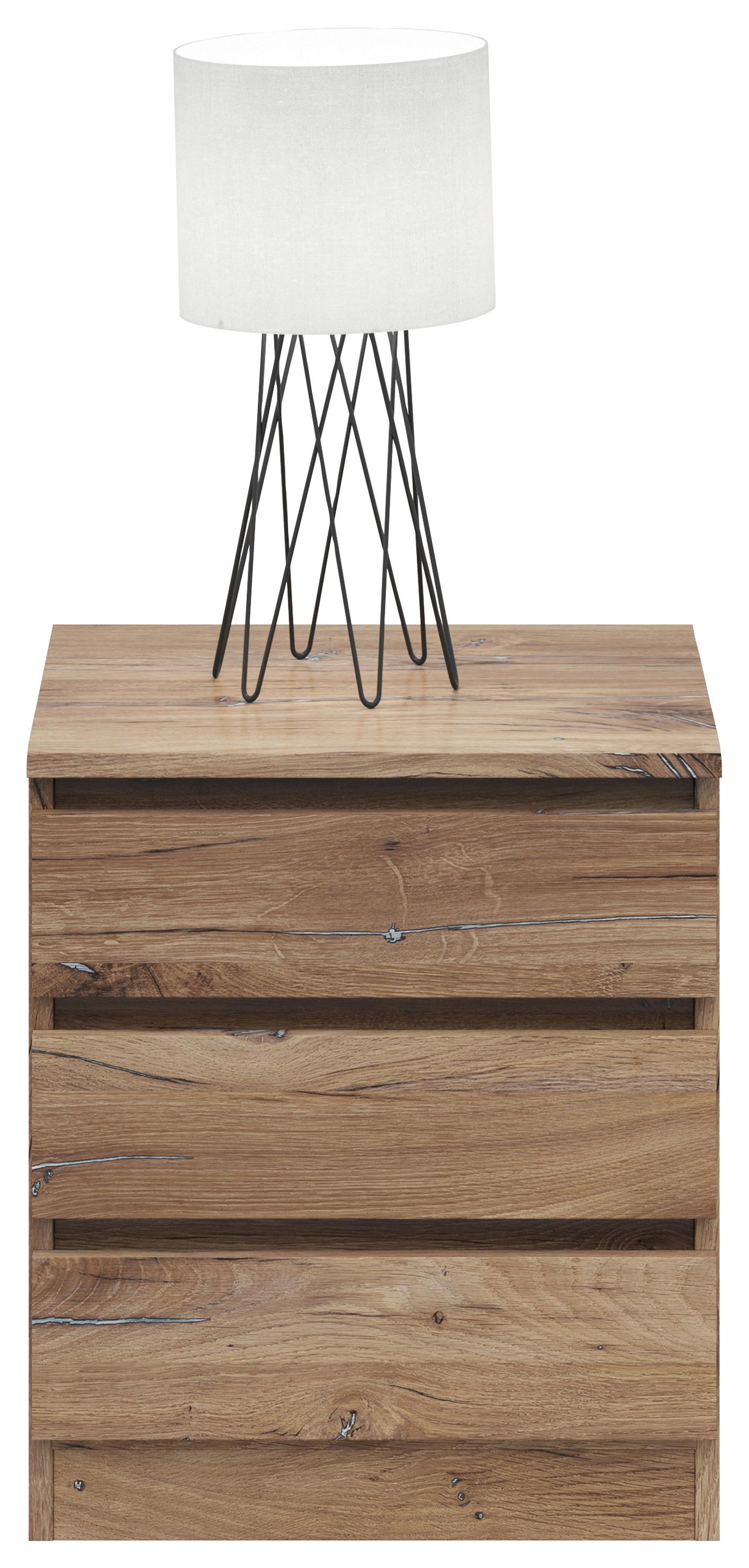 Nachtkästchen Saturn in Eichefarben - Eichefarben/Weiß, KONVENTIONELL, Holzwerkstoff (45/55/42cm) - Mömax