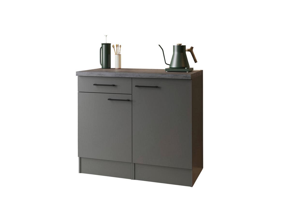 Buffet Oliver Grau - Schwarz/Grau, Trend, Holzwerkstoff/Metall (100/90/60cm) - Respekta