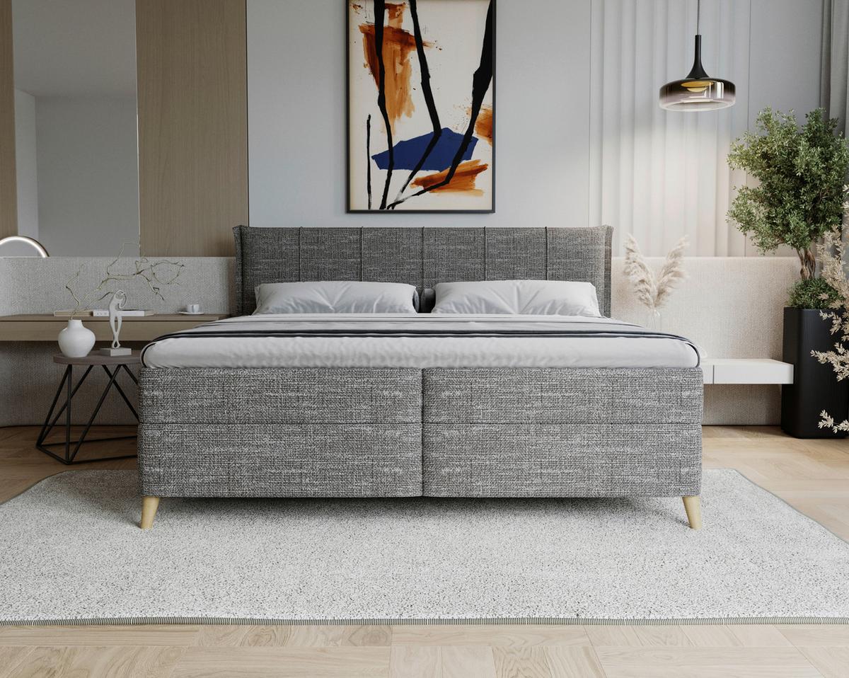 Boxbett Veloria Anthrazit ca. 180x200cm - Anthrazit/Schwarz, KONVENTIONELL, Textil/Metall (180/200cm) - Based