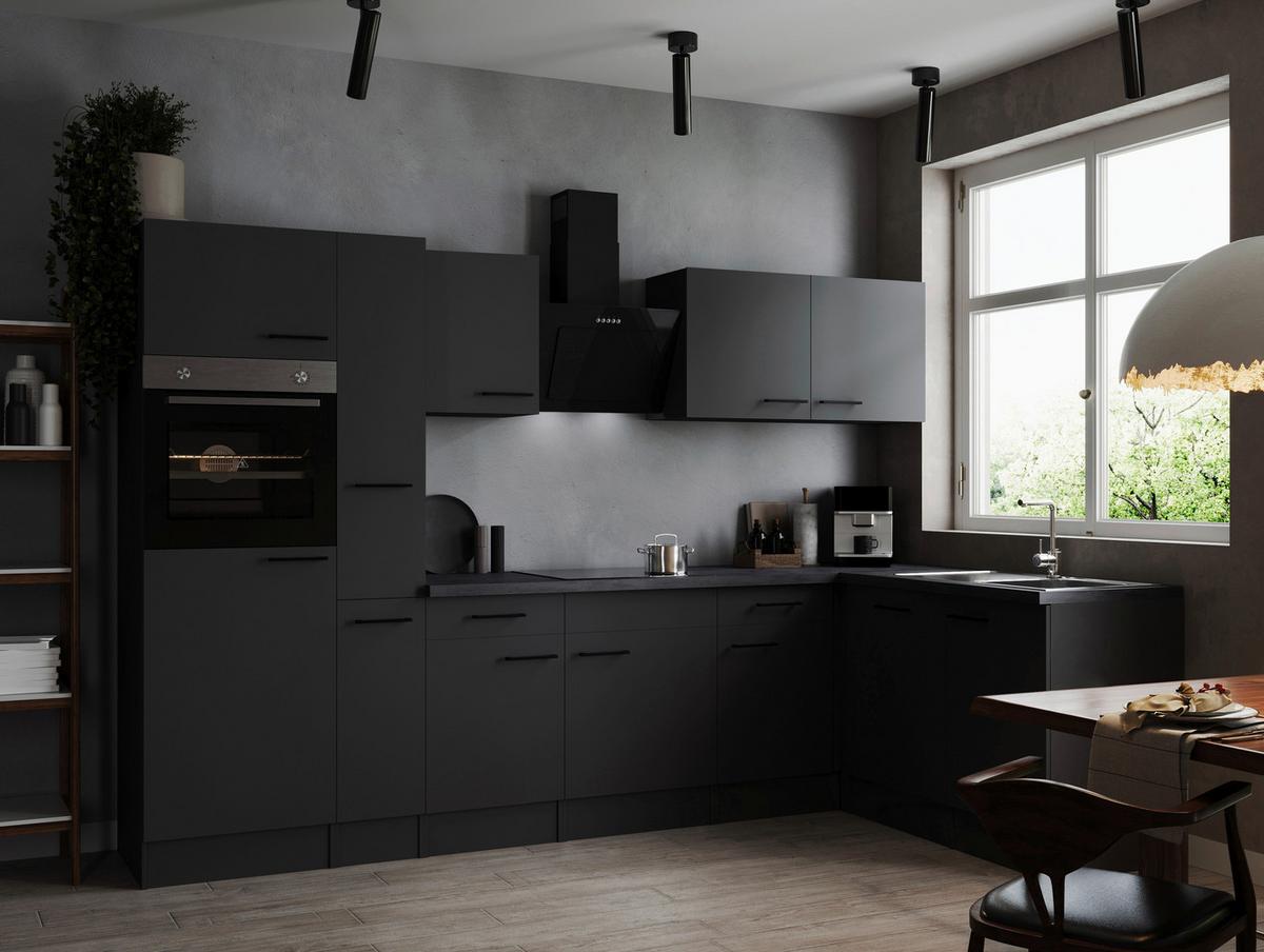 Kotna Kuhinja Z Aparati Oliver, 310x172cm - temno siva/črna, Design, kovina/leseni material (310/172cm) - Respekta