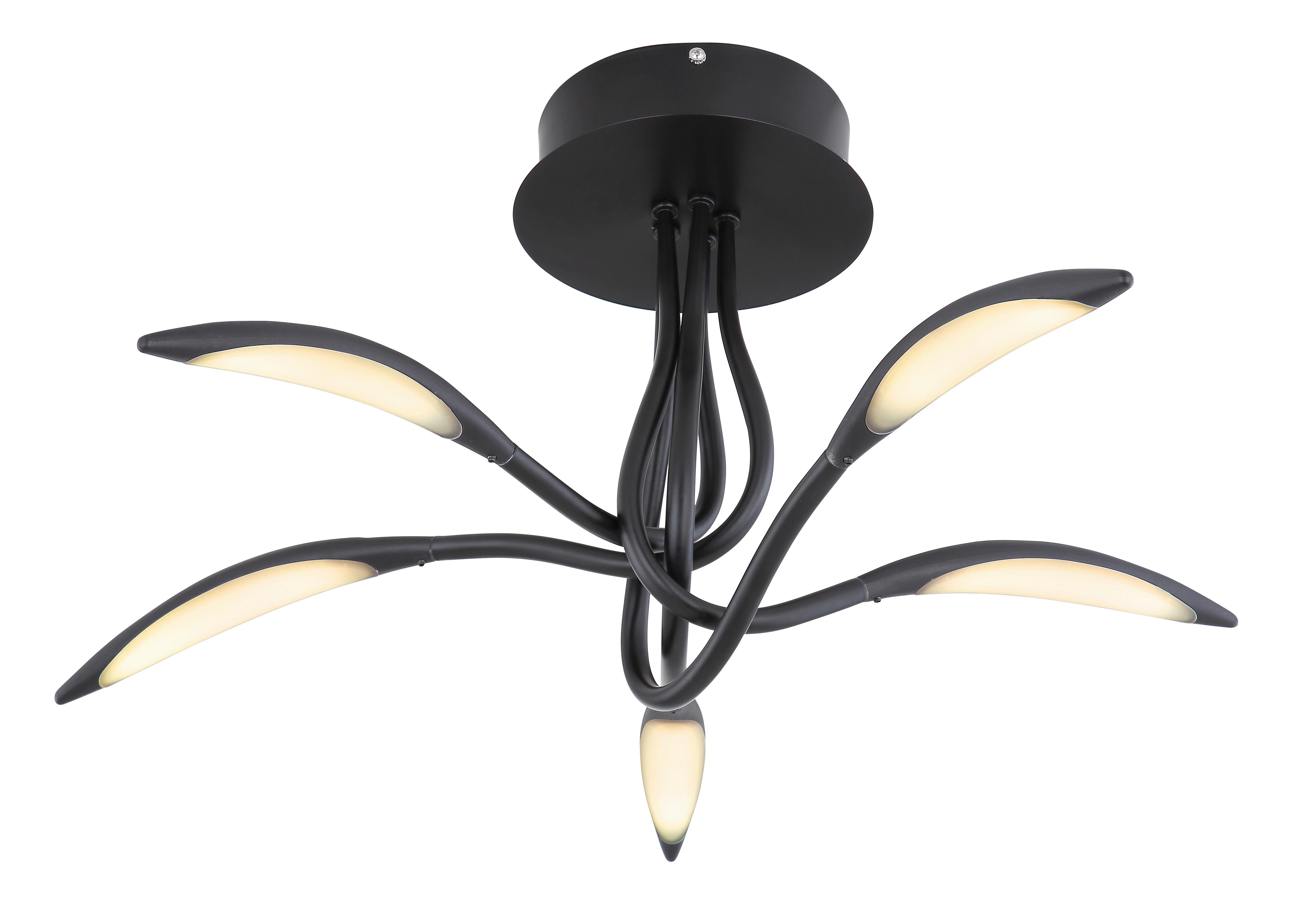 LED-Deckenleuchte Kaela Schwarz/Weiß max. 25 Watt - Opal/Schwarz, Design, Kunststoff/Metall (68/33cm) - Globo