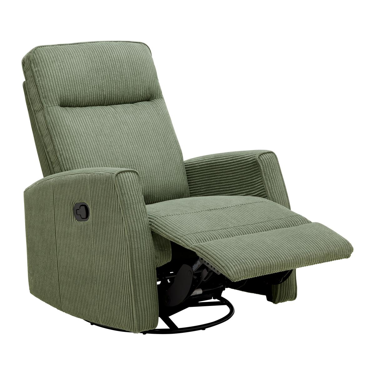 Relaxsessel Melinda Grün Cord - Schwarz/Grün, KONVENTIONELL, Holz/Kunststoff (76/103/96cm) - Mömax