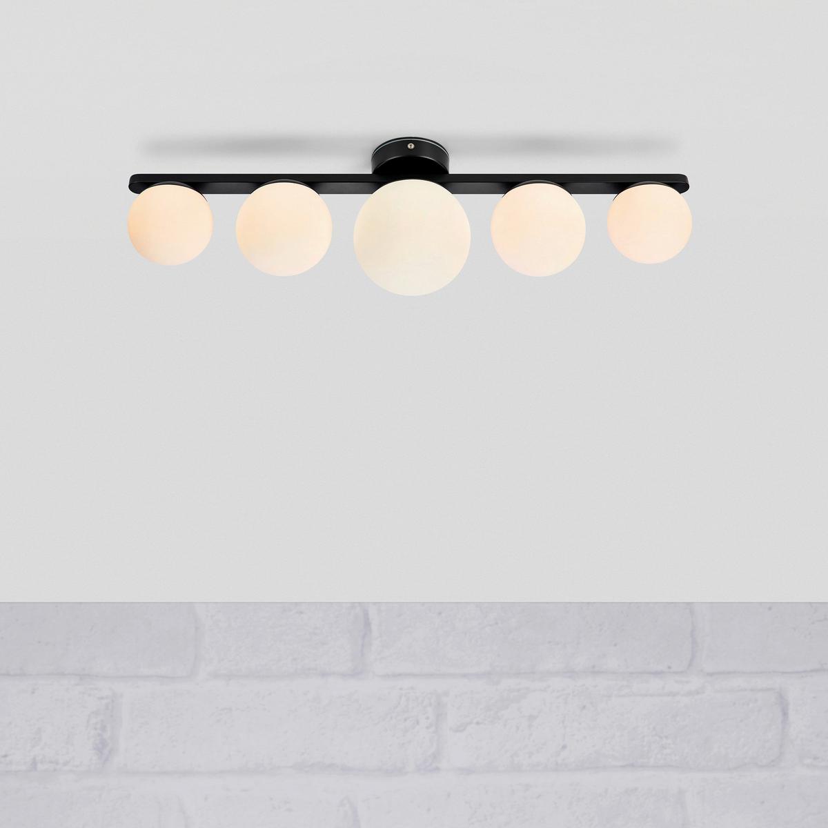 Deckenleuchte Puro max. 20 Watt - Opal/Schwarz, Basics (13,5/65,5/18cm) - Markslöjd