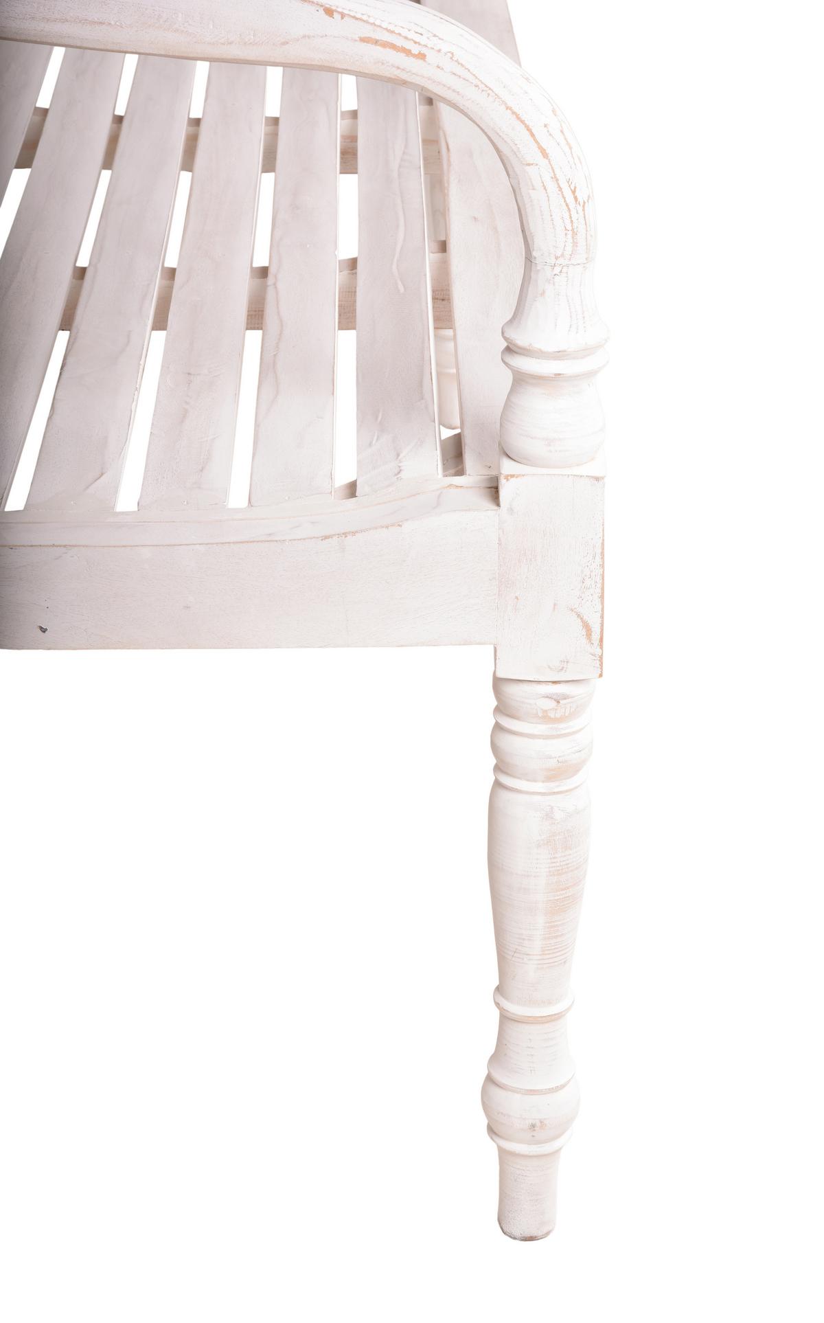 Gartenbank Moyo Weiß-Antik ca. 150x90x52 cm Mahagoni - Weiß, Basics, Holz (150/90/52cm) - Gardenson