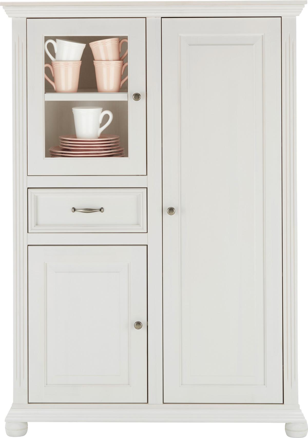 Visoka Komoda Elena - bela, Romantika, les (105/150/45cm) - Zandiara