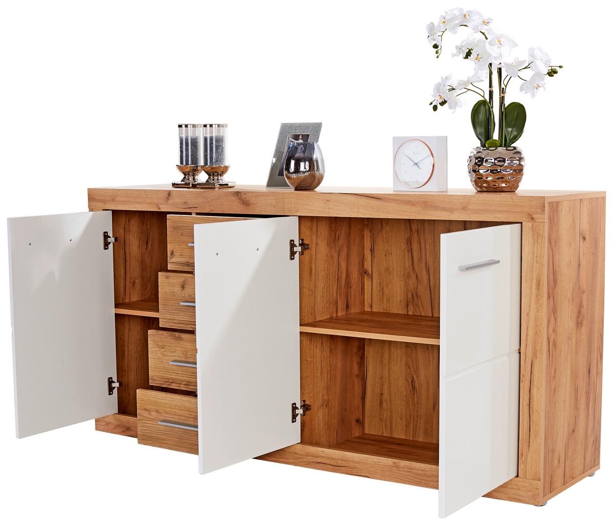 Komoda Malta - barve kroma/barve hrasta, Moderno, umetna masa/leseni material (178,6/86/39,9cm) - Mömax