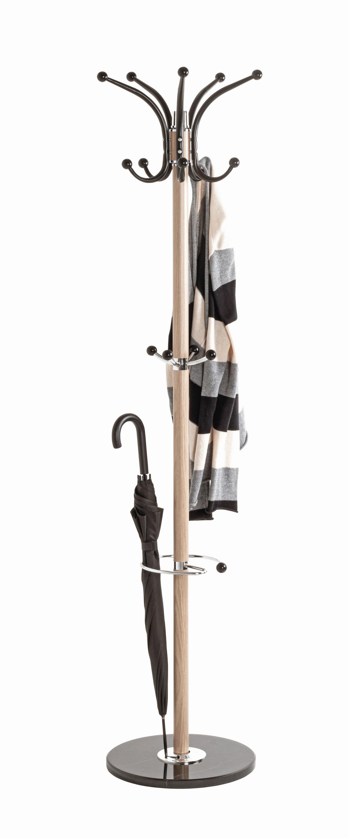 Samostoječi Obešalnik Mucki, Barva Hrasta, Črna - črna/barve hrasta, Moderno, kamen/kovina (39/171cm) - Mömax