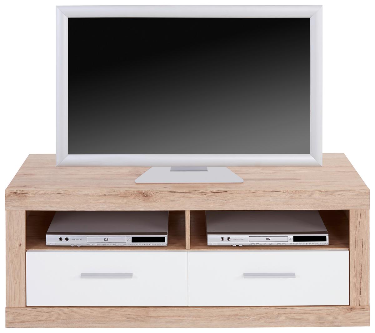 Element TV Malta - alb/culoare lemn stejar, Modern, lemn (128/50/42cm) - Modern Living