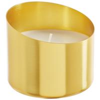 Kerze im Topf Mavie in Weiß/Goldfarben - Goldfarben/Weiß, ROMANTIK / LANDHAUS, Metall (8,9/7,6cm) - Modern Living