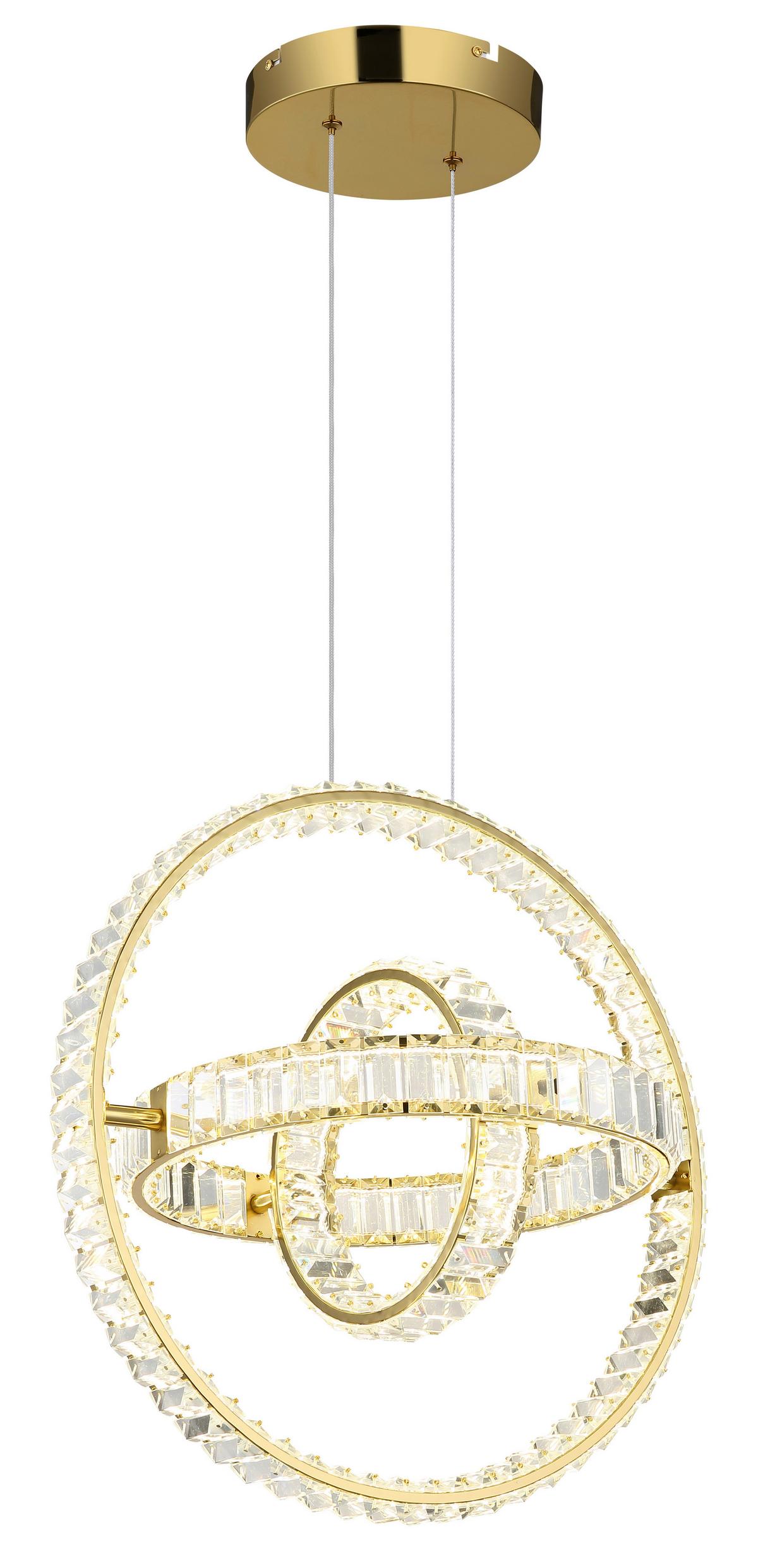 LED-HÄNGELEUCHTE 67339-115G NEIL - Klar/Goldfarben, Design, Glas/Metall (50/40/120cm) - Globo