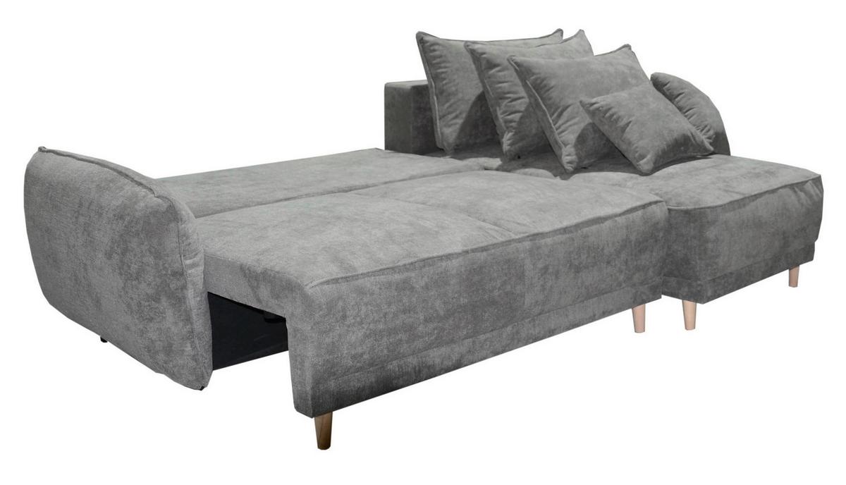 Funkcijska Sedežna Garnitura Rea, Z Ležiščem - siva/barve bukve, Trendi, tekstil/les (245/155cm) - Mömax
