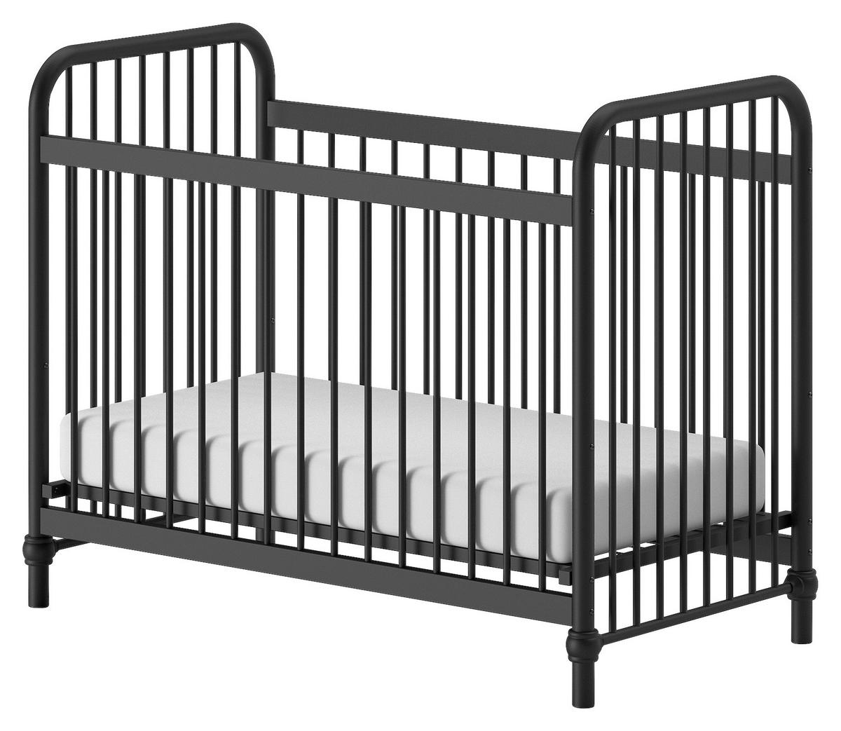 Gitterbett Bronxx ca. 60x120 cm Schwarz Matt - Schwarz, ROMANTIK / LANDHAUS, Metall (60/120cm) - Vipack