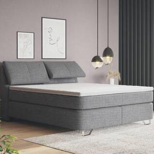 Boxspringbett Tabea Grau ca. 180x200cm - Alufarben/Grau, KONVENTIONELL, Karton/Naturmaterialien (180/200cm) - Premium Living