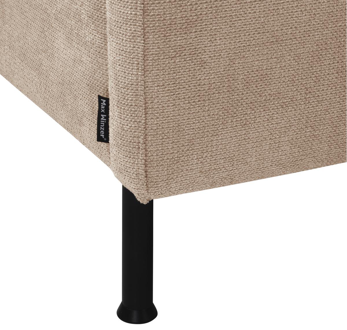 Ecksofa Nathan in Beige Flachgewebe - Beige/Schwarz, MODERN, Textil/Metall (160/286cm) - Max Winzer