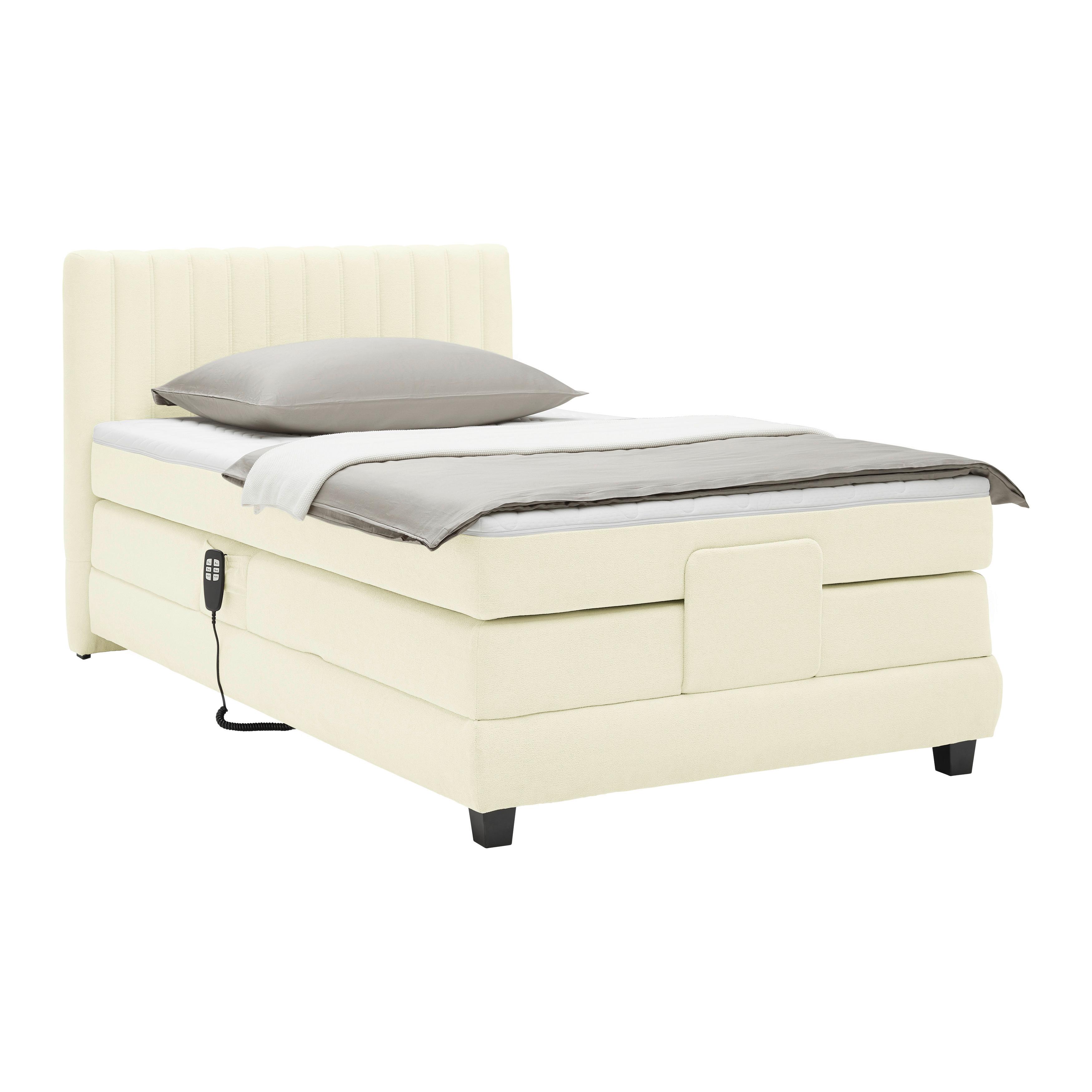 Boxspringbett Dixon Ecru ca. 100x200cm - Ecru/Schwarz, Konventionell, Holz/Holzwerkstoff (100/200cm) - Premium Living