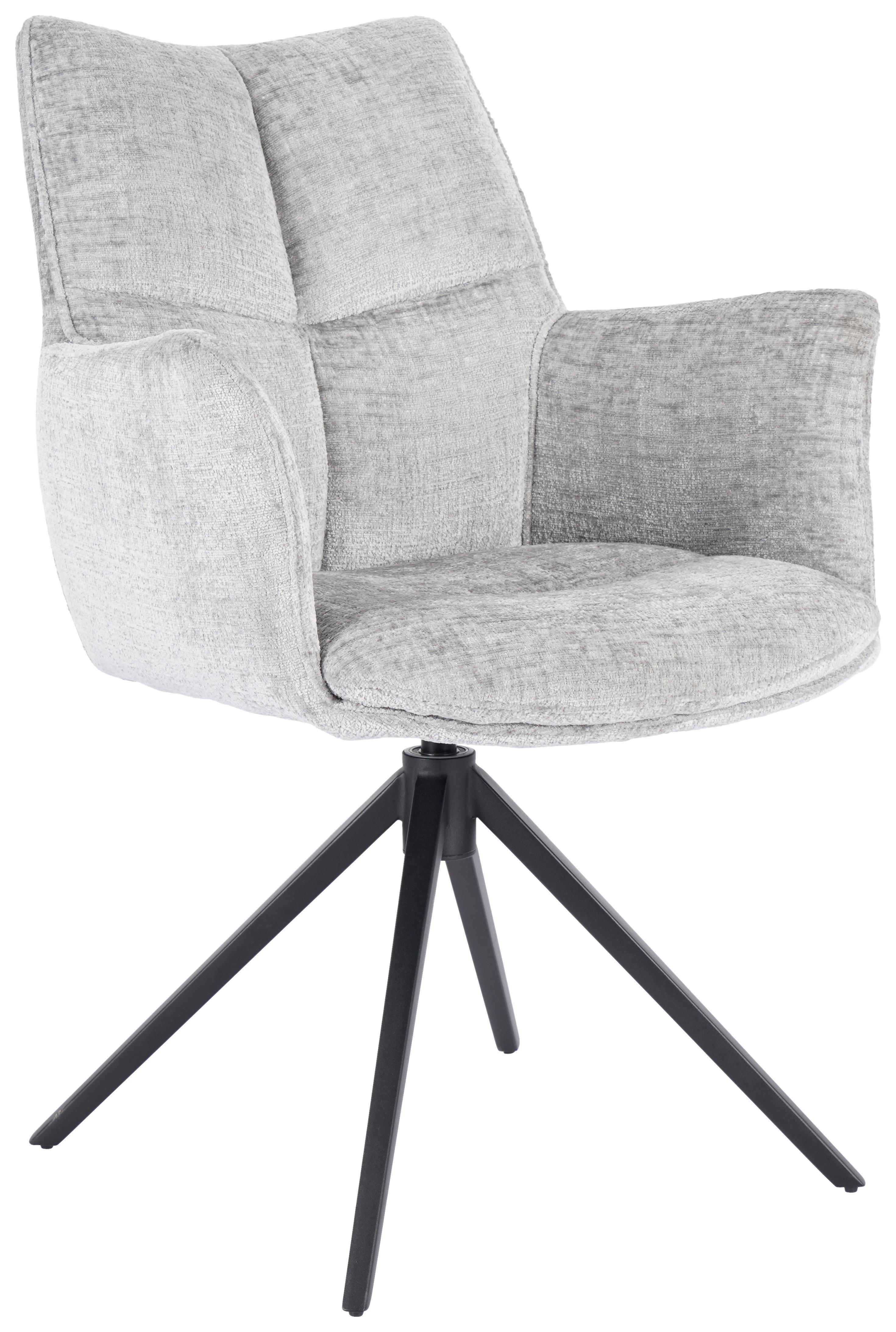 Scaun cu brate LUCIA - negru/gri, Lifestyle, metal/textil (62/90/64cm) - Premium Living